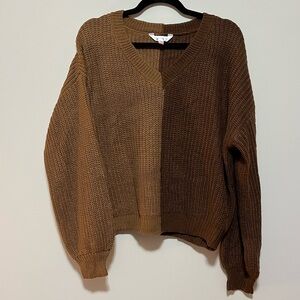 Two Toned Brown Knit Sweater